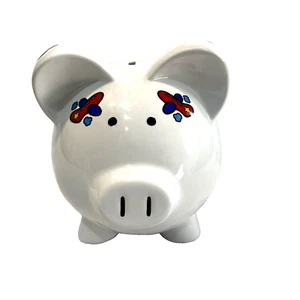 Large White Ceramic Piggy Coin Bank for Boys, Toys, Truck, Boat & Airplanes - Picture 1 of 15