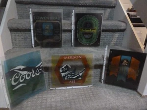 Bier Schild Lot Vintage Folie Karneval Spiegelkunst 8" x 10" Foto SUPER SELTEN - Bild 1 von 7