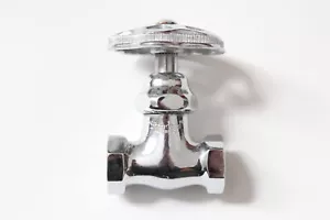 antico rubinetto spegnimento valvola dritta | ruota fiori standard vintage bagno deco - Foto 1 di 21