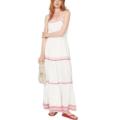 Espléndido Maxi Vestido Blanco con Volantes en Niveles XS Cottagecore Romántico Solero $198 Foto 1 de 4