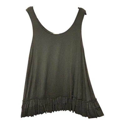 Vestido sin mangas EASEL 2 niveles con volantes negro tejido dobladillo extensor swing talla 1X Foto 1 de 4