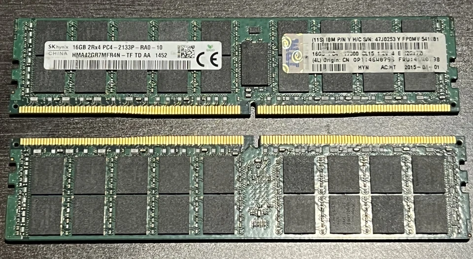 Hynix 32GB (2 X 16GB) DDR4-2133 PC4-2133P-RA0-10 Server Memory HMA42GR7MFR4N-TF - Image 1 of 1