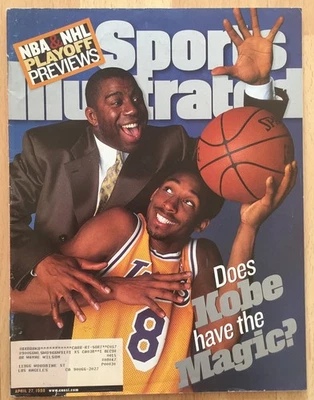 KOBE BRYANT LAKERS 1998 SPORTS ILLUSTRATED MAGAZINE FIRST COVER MAGIC JOHNSON RC - Image 1 of 4