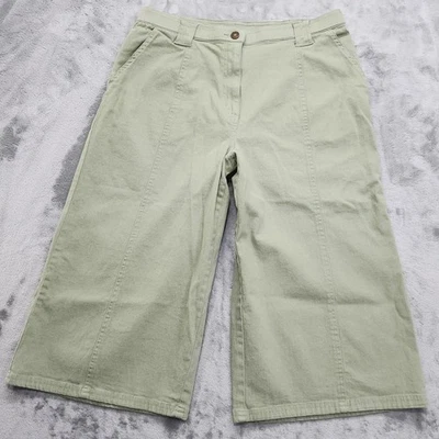 Denim & Co Jeans Womens L Green Classic High Rise Wide Leg Crop Stretch Denim - Image 1 of 4