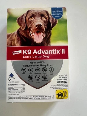 Tratamiento de control de pulgas y garrapatas K9 Advantix II para perros extra grandes 6 dosis Foto 1 de 2