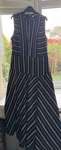 Ladies Warehouse Black And White Striped Long Shirt Dress Size 10 or Fit 8/10 - Picture 1 of 11