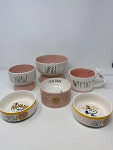 Rae Dunn x Peanuts Snoopy Pet Bowls, Pink & White, Sold Separately, NEW - Picture 1 of 49