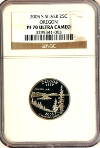 2005-S 25c Silver Oregon State Quarter PF70UCAM NGC # 3295341-003 + Bonus - Picture 1 of 2