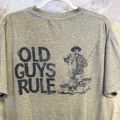 Camiseta de colección Old Guys Rule para hombre grande 22,5x25,5 gris pesca Y2K Foto 1 de 4