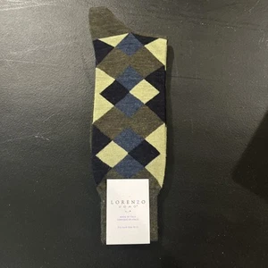 Neu mit Etikett Lorenzo Uomo Argyle Anzugsocken für Herren italienische Merinowolle Größe 10-13 - Bild 1 von 3