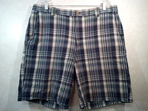 Columbia Chino Shorts Men 38 Blue Plaid Pockets Flat Front Outdoors - Picture 1 of 8