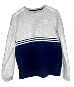 Adidas Pullover Sweatshirt Youth Boys Size Large 14/16 Retro Blue Gray - Picture 1 of 4