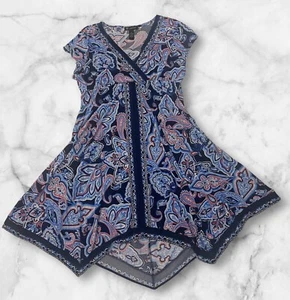 INC International Concepts Women Beaded Paisley Blouse Navy Blue Size XL - Picture 1 of 10