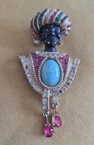 Vintage & Rare Blackamoor Maharaja Brooch - Picture 1 of 3