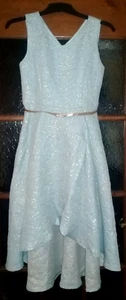 GIRLS, MONSOON STORM, BLUE & GOLD SHIMMER PARTY DRESS. AGE 13 YEARS - Picture 1 of 15