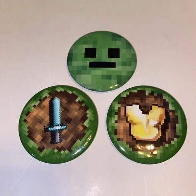 Minecraft Badge 2 1/4" Button / Pin  3 pins Collectibles - Image 1 of 3