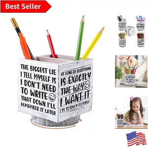 Desk Pen Holder - Wooden Spinning Pencil Organizer - Cute Art Supply Storage Box - Picture 1 of 9