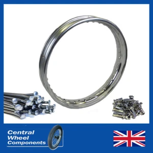Budget Chrome Rim & Spoke Set 19x1.85 Triumph BSA 8 Conical Front-A50 B50 TR6 + - Picture 1 of 4