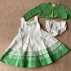 THE CHILDRENS PLACE 24 MONTH DRESS, SWEATER, DIAPER COVER PANTS, GREEN/ WHITE