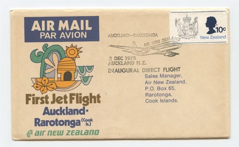 NEW ZEALAND 1973 First Jet Flight Cover Air New Zealand Auckland - Rarotonga Cover