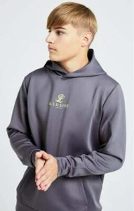 Illusive London Blaze Overhead Hoodie - Dark Grey & Lime 13/14 Years - Picture 1 of 4