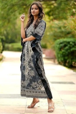 Vestido Caftán Maxi Suelto Largo Boho Talla Mujeres Kimono Plus Playa Caftán Informal Foto 1 de 4