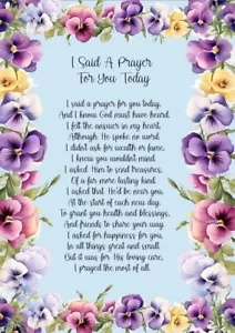 NUEVO I Said A Prayer For You Today Tarjeta Tamaño A5 Pensando en Ti Amistad Amor - Imagen 1 de 2