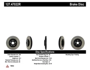 StopTech For 05-17 Impreza / WRX STI Sport Disc Brake Front Right - 127.47022R - Picture 1 of 7