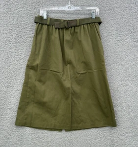 Vtg RRRRRuss Russ Togs Womens S Skirt Green Midi Military Style Pockets Belted - Picture 1 of 7