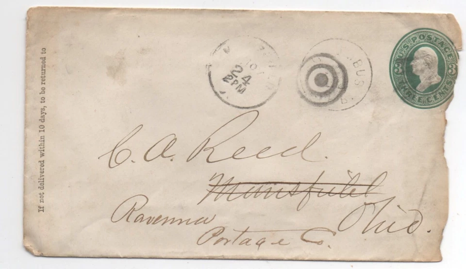 United States used on cover U163 entire fancy cancel to Ravenna OH - Image 1 of 1