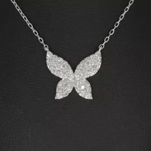 Sale! Wert 2950 € Brillant Collier Schmetterling (0,43 carat) 750 18 Karat We... - Bild 1 von 10