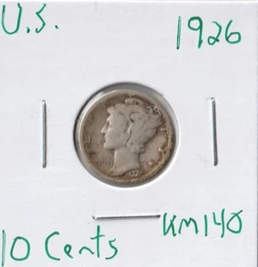 Moneda Estados Unidos 10 Céntimos (Mercurio) 1926 KM140, plata - Imagen 1 de 4