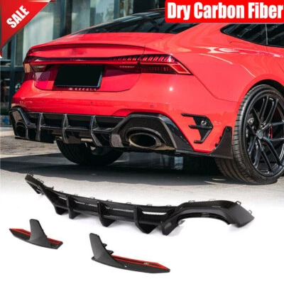 For Audi RS7 Sportback 2020UP 7PCS Dry Carbon Rear Bumper Diffuser Splitter Lip - Image 1 of 4