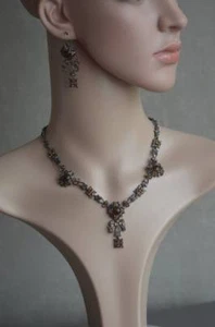 parure collier boucle d'oreille ,mode, strass, fantaisie ,fête, - Foto 1 di 1