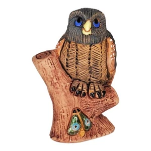 Casals Ceramics de Peru -Terracotta Brown & Green Owl Figurine Vintage MCM - Picture 1 of 12