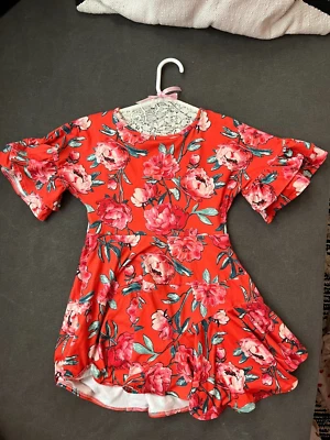 Vestido Camisa Joyfilm Mia Joy Ava Rojo Multi Floral Volantes Talla 5 Foto 1 de 4