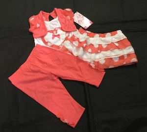 NWT Toddler Girls Young Hearts 3 PC Embellished Top Skirt Leggings Set SZ 2T - Picture 1 of 6