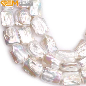 Echte Rechteck Quadrat Biwa Kernperlen Perlen für Schmuckherstellung Strang 15 Zoll - Bild 1 von 48