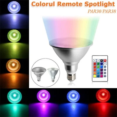 Dimmable Waterproof RGB Bulbs LED PAR30 PAR38 15W 25W E27 Light Lamps 220V RC917 - Image 1 of 4
