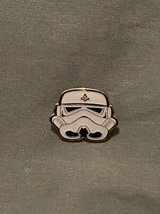 Master Mason Robotic Helmet Square Compass Lapel Pin White Trooper  NEW! - Picture 1 of 1