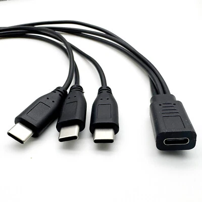 USB C Splitter Charge Cable Type C Female to 3 x USB C Male 3 in 1 Fast Charging - Image 1 of 4
