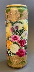 Antike Nippon 12" Vase Chrysantheme florales Design gold handbemalt - Bild 1 von 12