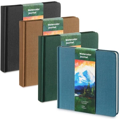 4 Pcs Watercolor Travel Journal Watercolor Paper Sketchbook Painting 5 x 5 In - Image 1 of 4
