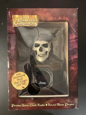 Disney Pirates Of The Caribbean Talking Skull Alarm Clock Radio. New - Image 1 of 4