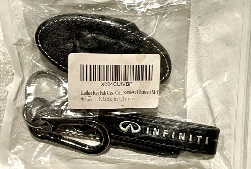 Изящный INFINITI из натуральной черной кожи брелок и брелок держатель комплект (новый) - Изображение 1 из 1