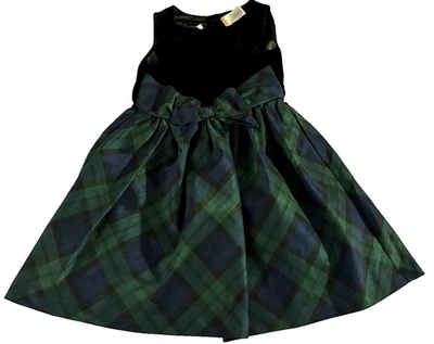 Gently Used Girls Size 6 Green Blue Watch Plaid Formal Dress Gymboree - Image 1 of 3