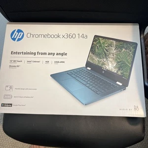HP Chromebook x360 14'' (64GB eMMC Intel Celeron N4020 1.1GHz 4GB RAM) Laptop - - Picture 1 of 9