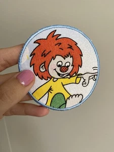 Pumuckl Patch 7,5cm 80er Kreis flicken Aufnäher Vintage Wolke Gelb Bügelbild - Bild 1 von 4