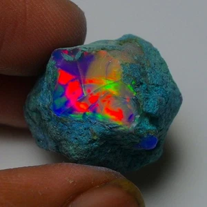 Blauopal grob 22,40 Karat, geräucherter äthiopischer Welo Opal grob, Feueropal grob - Bild 1 von 16