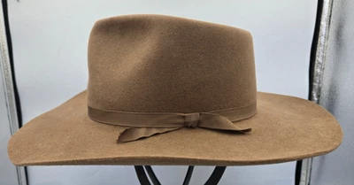 Akubra Snowy River Western Fedora Cowboy Hat light brown Size 56-7+ see tool pic - Image 1 of 4